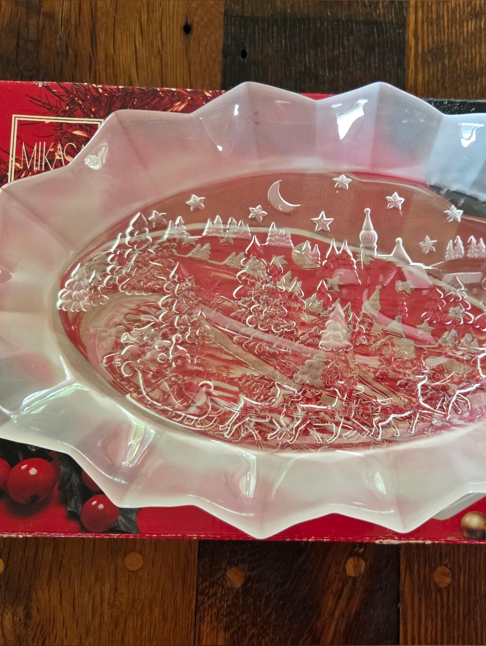 Mikasa Silent Night Christmas Serving Bowl 12” Glass Germany